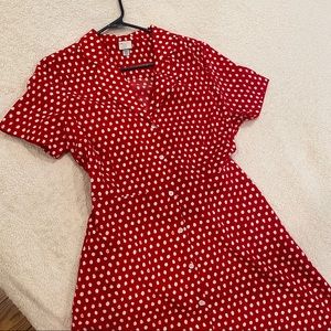 Retro vintage style red white polka dot dress